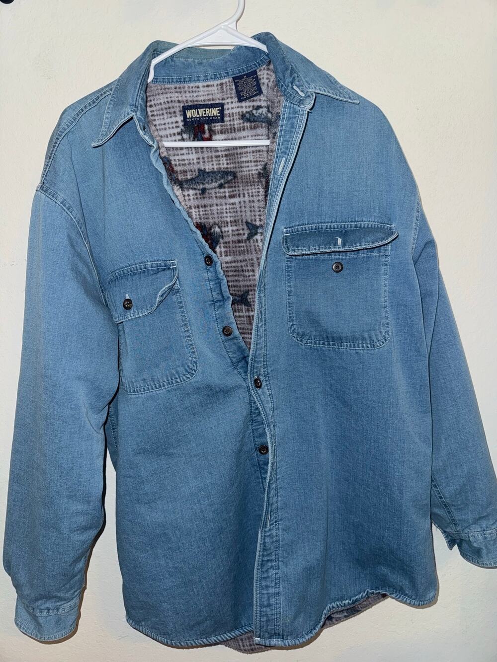 Vintage Wolverine Fleece-Lined Denim Jacket Mens Medium